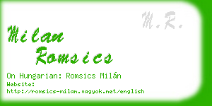 milan romsics business card